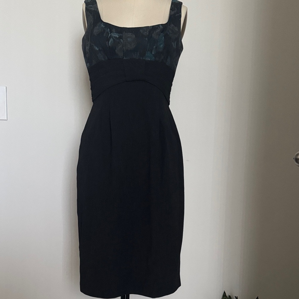 Nanette Lepore Black and Teal Midi Dress